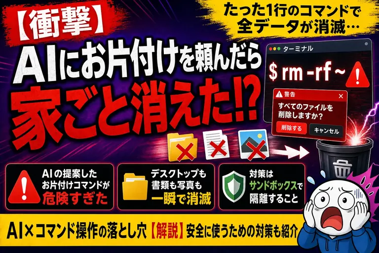 AIに“お片付け”を頼んだら家ごと消えた!? エージェントが「rm -rf ~」を実行しちゃう構造問題を、てんびん丸が解説するよ