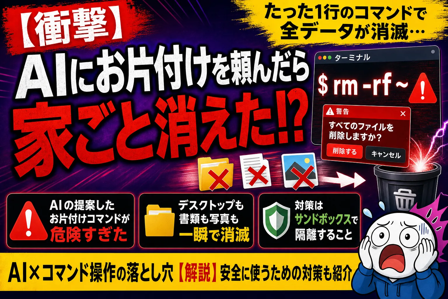 AIに片付けを頼んだら家ごと消えた!?「rm -rf ~」が起きる構造