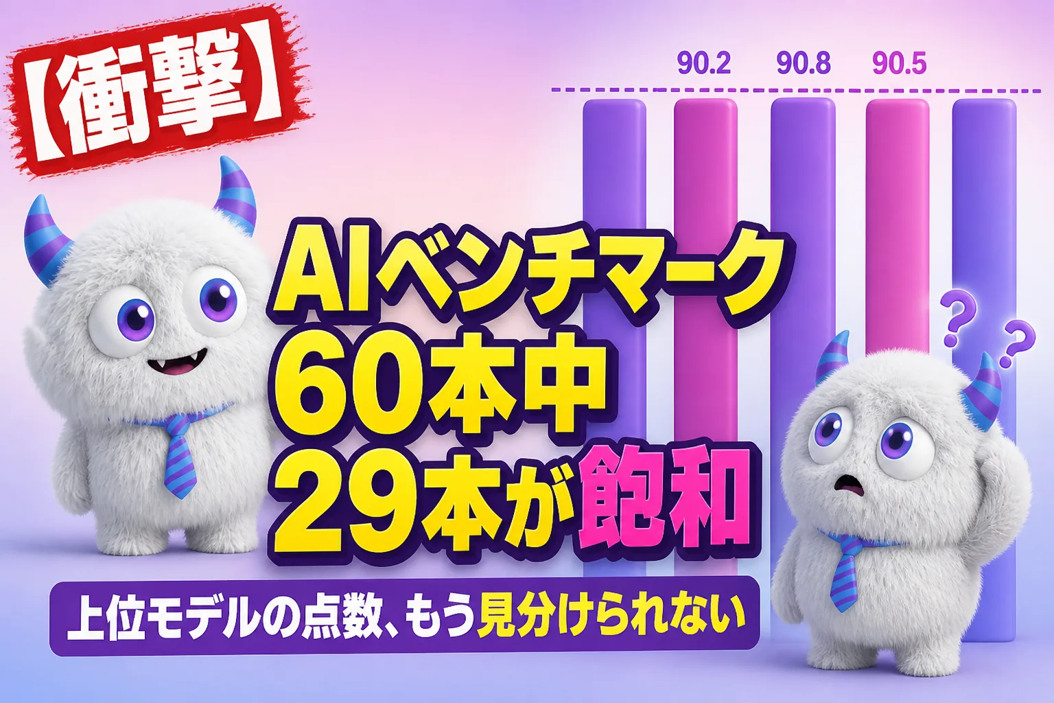AIのベンチマークはもう限界？60本中29本が「飽和」、ICML 2026採択の研究で分かった性能比較の落とし穴だよ