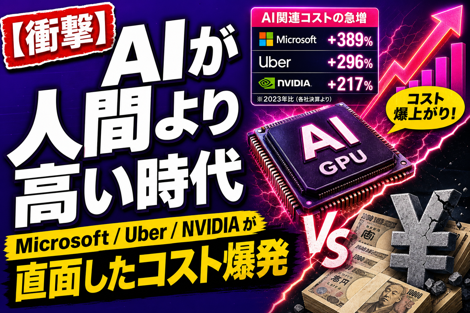 『AI、人間より高い』時代きた！？ Microsoft / Uber / NVIDIA がぶつかった『エージェントAIコスト爆発』の正体を整理するよ