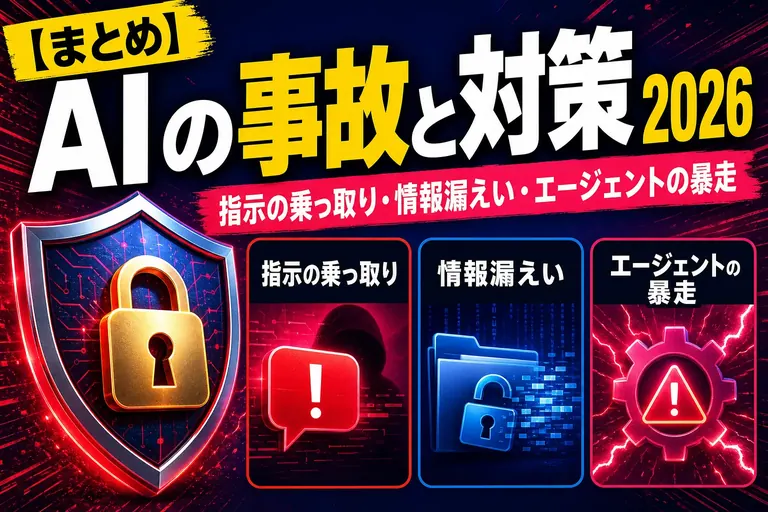 AI のセキュリティ事故と対策まとめ2026 — 指示の乗っ取り・情報漏えい・エージェントの暴走