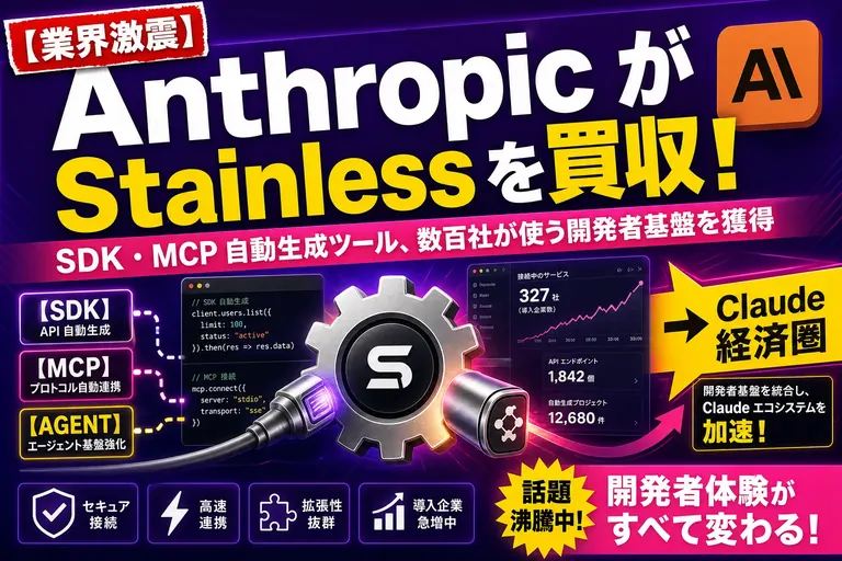 Anthropic が SDK 自動生成の Stainless を買収！『モデル屋』から『エージェント基盤屋』への進化が加速だよ