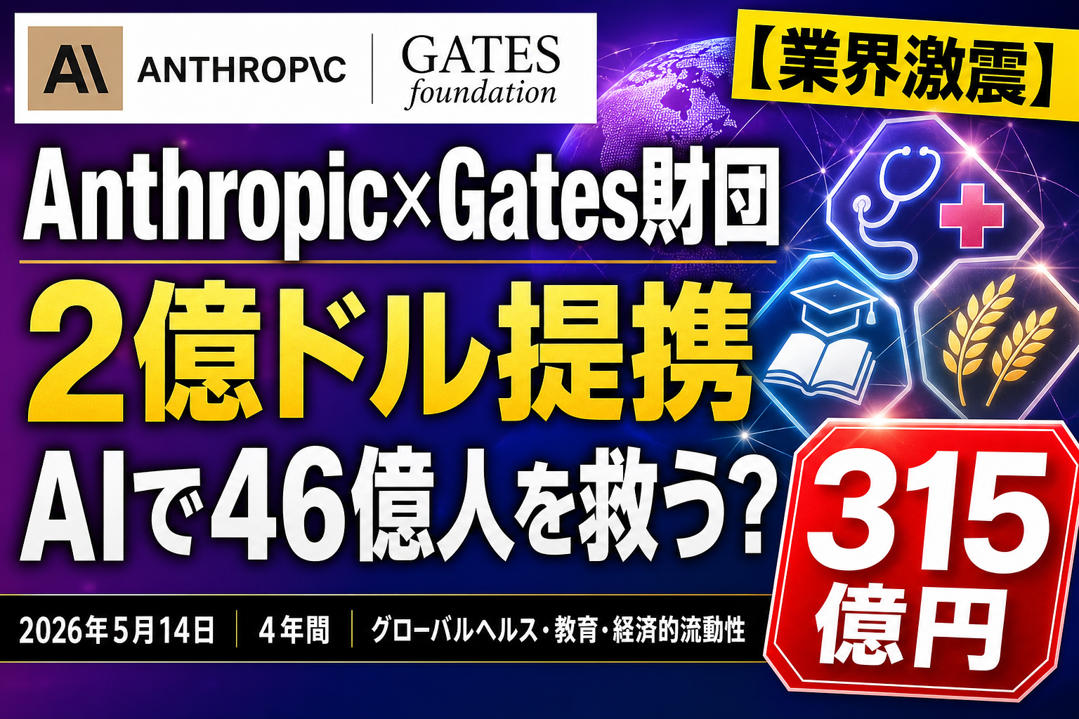 Anthropicがビル・ゲイツ財団と『2億ドル』提携！46億人がヘルスケアから取り残された世界、Claudeで本当に救えるの？