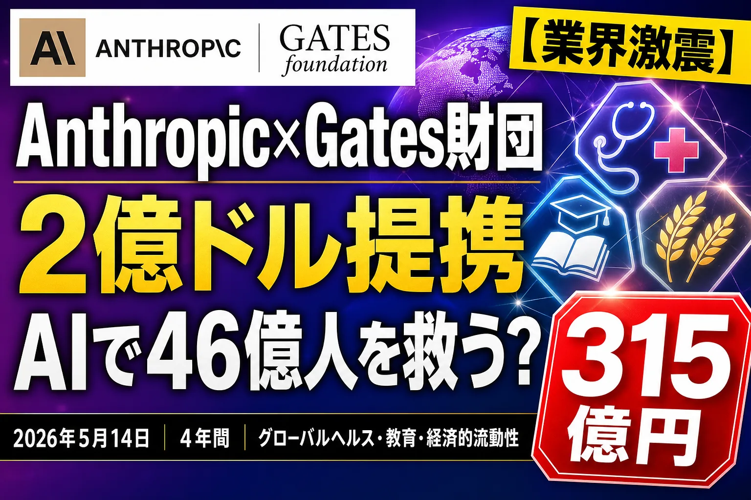 Anthropicがビル・ゲイツ財団と『2億ドル』提携！46億人がヘルスケアから取り残された世界、Claudeで本当に救えるの？