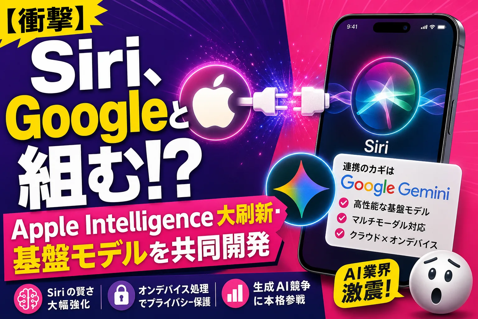 Appleが『Siri AI』を大刷新！しかも基盤モデルをGoogleと共同開発だって——てんびん丸が整理するよ