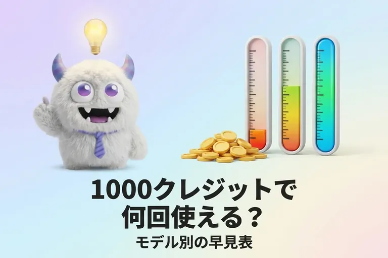 ChatGPTの500・1000クレジットでどれくらい使える？モデル別早見表