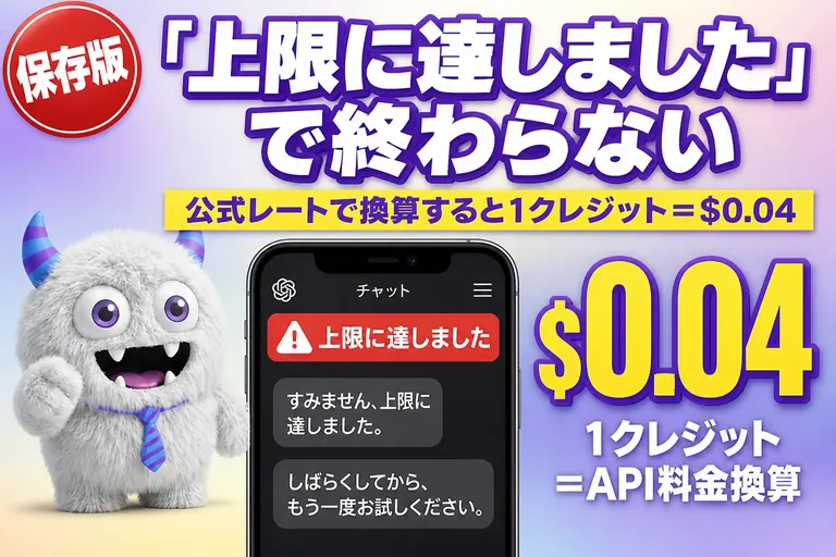 ChatGPT の利用上限に達したら？追加クレジットで続ける方法とモデル別レート