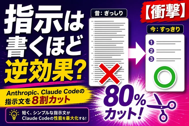 AIへの指示、書きすぎが逆効果に!? Anthropic が「Claude Code の指示文を8割カットした」話を、てんびん丸が整理するよ