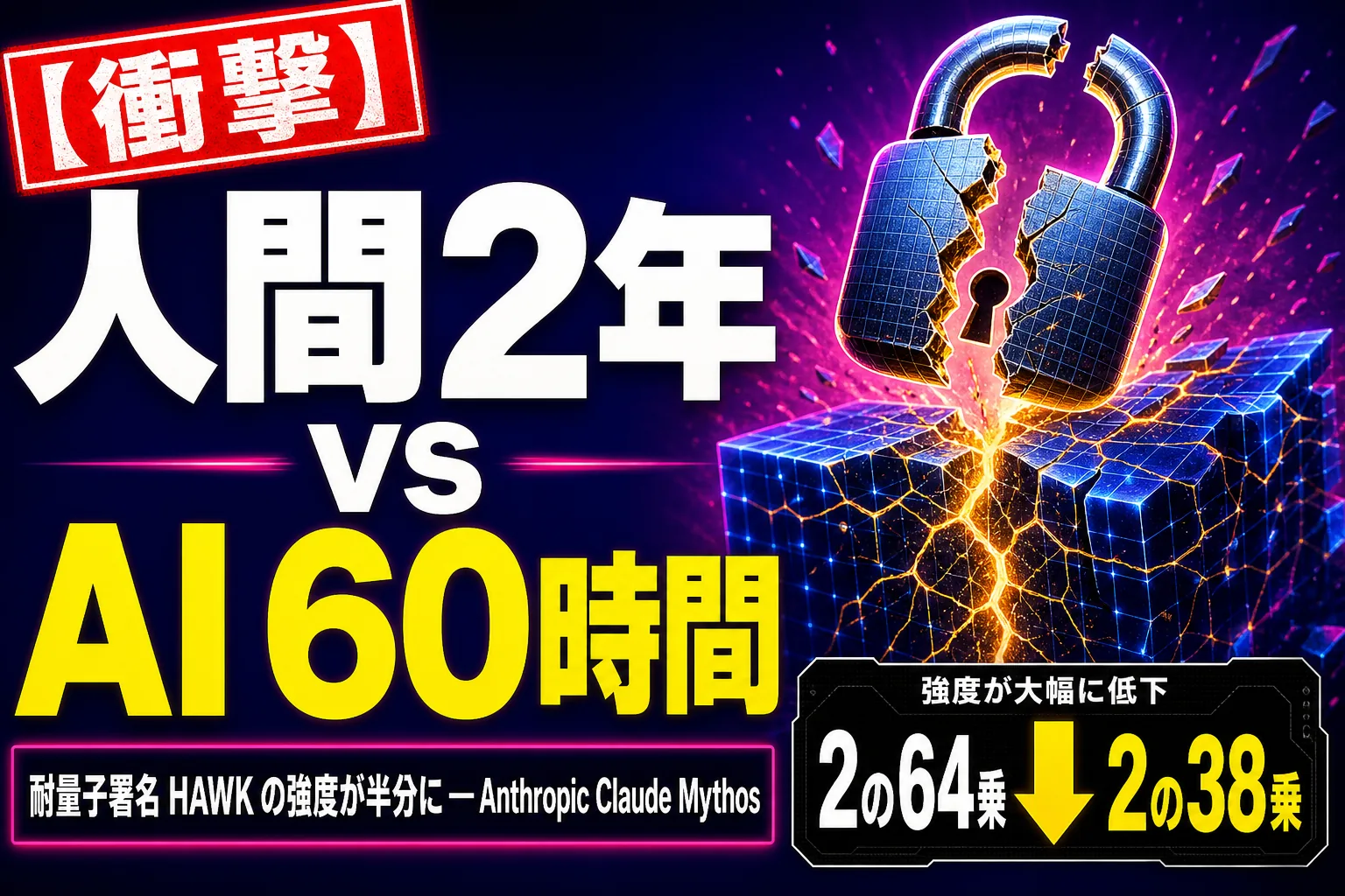 人間が2年見つけられなかった暗号の弱点を、AIが60時間で発見——Anthropic「Claude Mythos」の暗号解析をてんびん丸が整理するよ