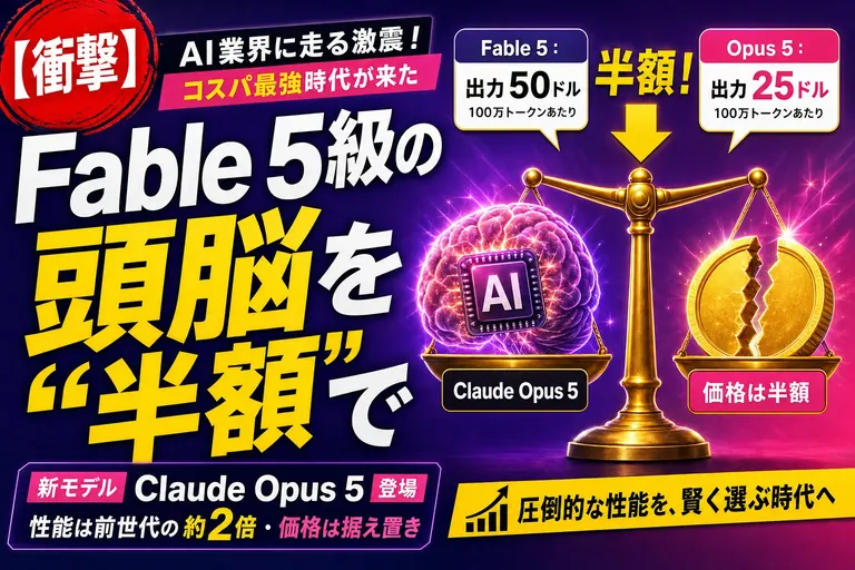 Claude Opus 5きた！“Fable 5級の頭脳”をなんと半額で――てんびん丸が一次ソース確認つきで整理するよ