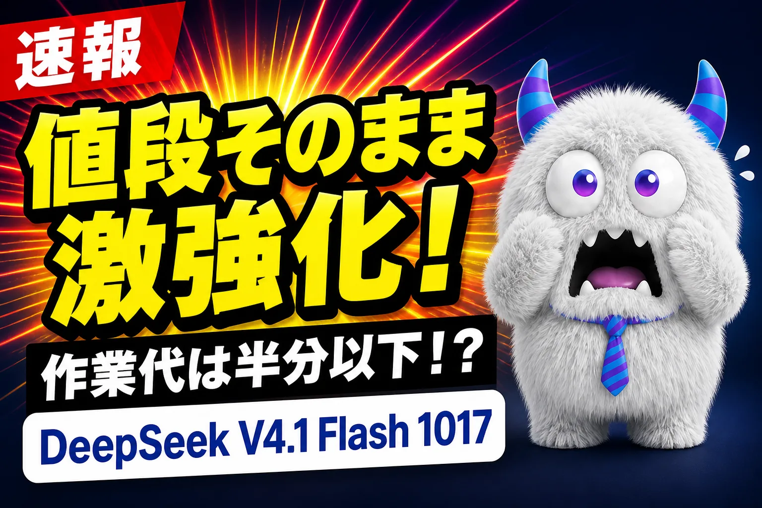 DeepSeek V4.1 Flash 1017とは？料金そのままで賢く、作業代は半分以下