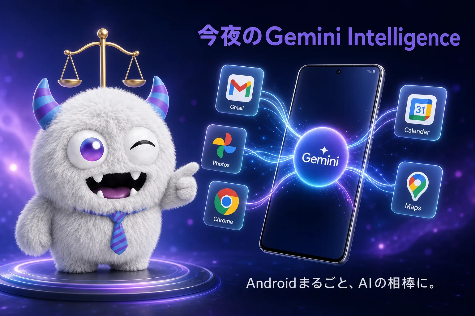 Googleが『Gemini Intelligence』を発表！Androidの中でAIがアプリを横断操作、音声入力も賢く整える未来がきたよ