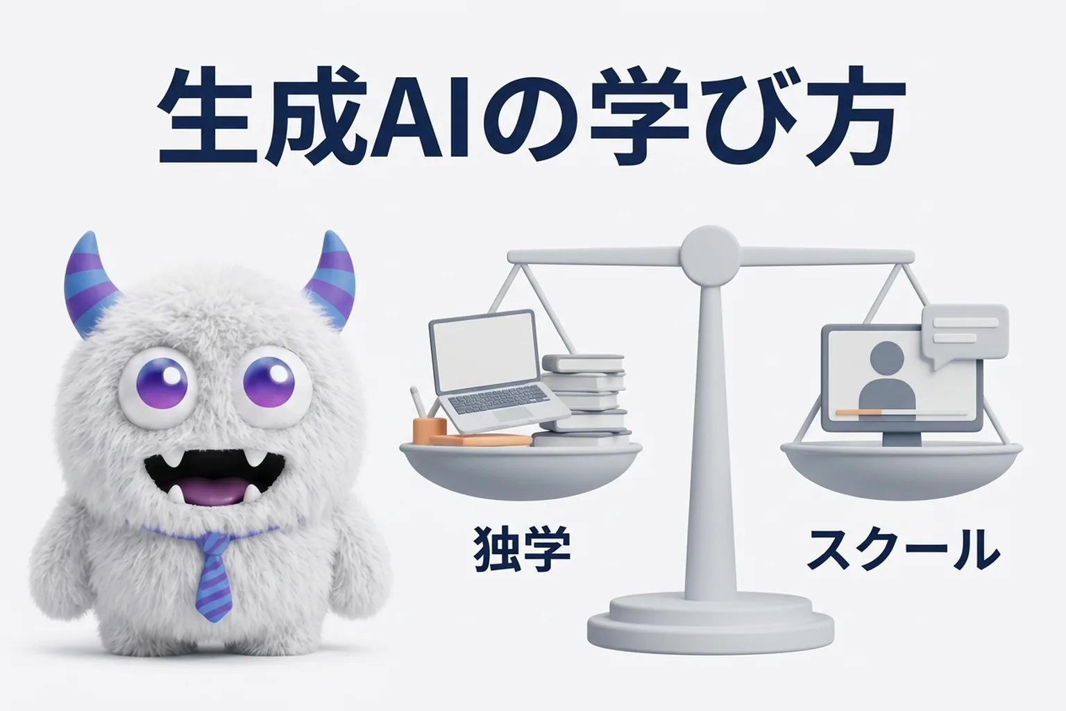 生成AIの勉強は独学とスクールどっち？無料で学べる教材と、月額制スクールの選び方