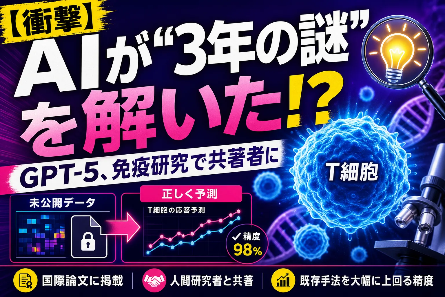 AIが“3年解けなかった謎”を当てた！？GPT-5が免疫細胞の研究で共著者になった話——てんびん丸が整理するんだ