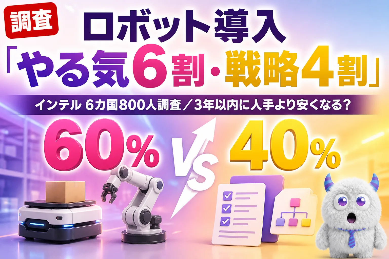 ロボットは3年以内に人手より安くなる？Intel（インテル）調査はやる気6割・戦略4割