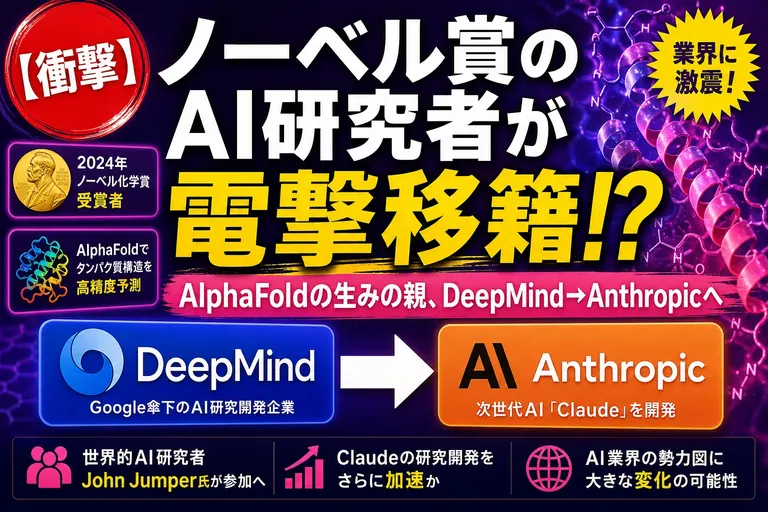 ノーベル賞のAI研究者がAnthropicへ電撃移籍！AlphaFoldの父
