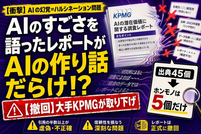 “AIってすごい”って書いたレポートが、AIの作り話だらけで撤回された！？大手KPMGの大ポカを——てんびん丸が整理するんだ