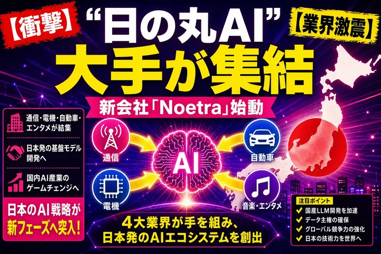 ソフトバンク・NEC・ホンダ・ソニーが集結！“日の丸AI”の正体「Noetra」が始動したよ——てんびん丸が整理するんだ