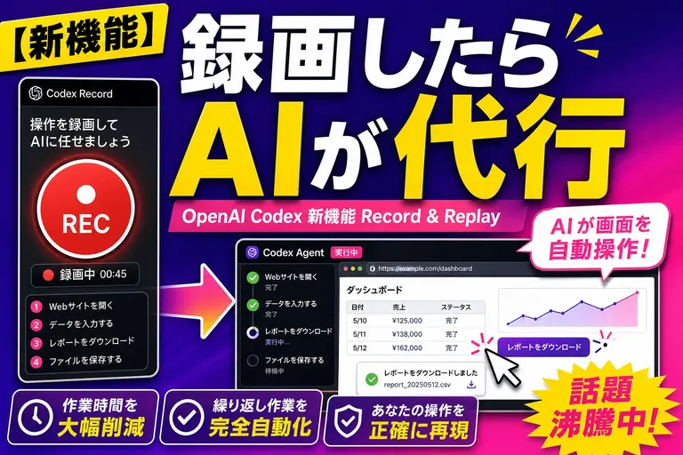 画面を“録画”したらAIが代わりに作業してくれる！？OpenAI「Codex」の新機能がすごいよ——てんびん丸が整理するんだ