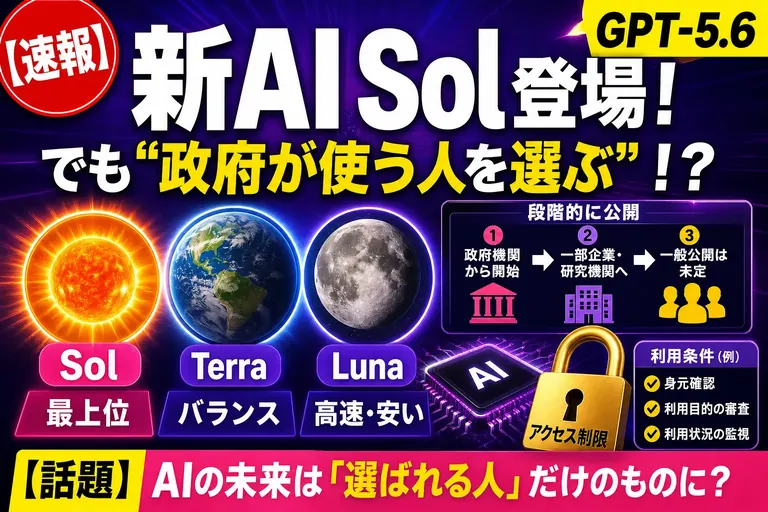 新AI「GPT-5.6 Sol」が登場！でも“米政府が使う人を選ぶ”って本当！？——てんびん丸が整理するんだ