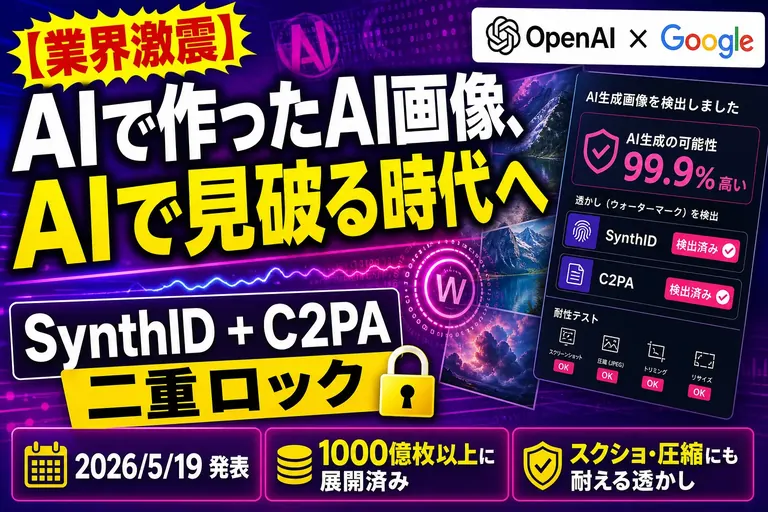 OpenAI、ライバル Google の『透かし技術 SynthID』をついに採用！AI画像のニセモノ問題、業界が手を組んで本気で潰しに行くよ