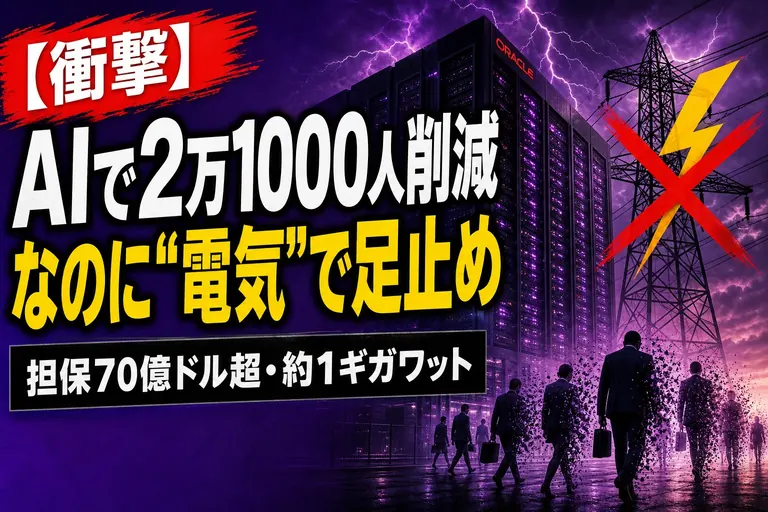 Oracle、AIのために2万1000人を削減——なのに次にぶつかったのは“電気の壁”だった話を、てんびん丸が整理するよ
