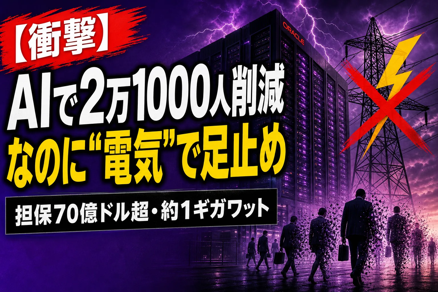 Oracle、AIのために2万1000人を削減——なのに次にぶつかったのは“電気の壁”だった話を、てんびん丸が整理するよ
