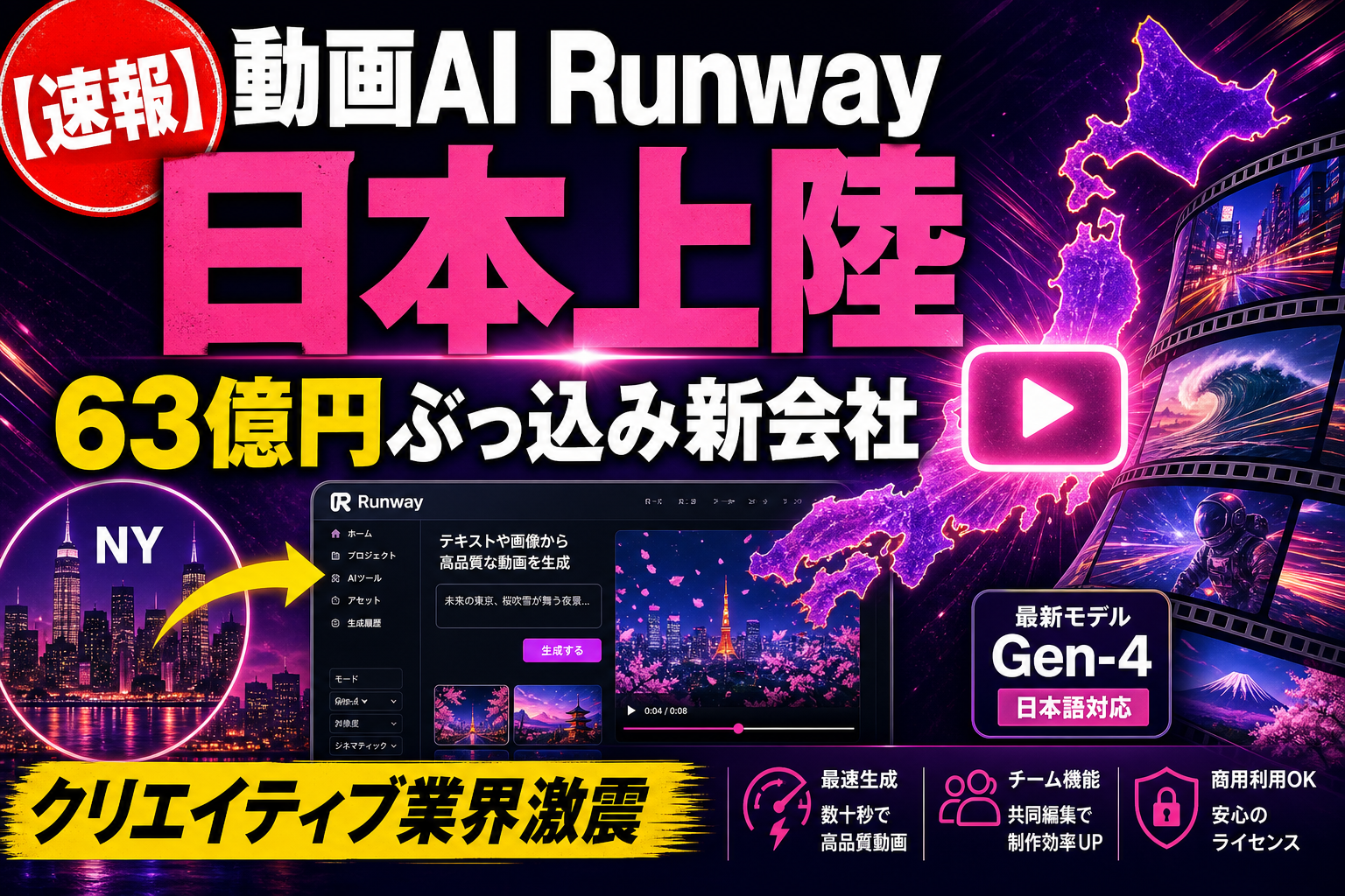 動画生成AIの『Runway』が日本上陸！63億円ぶっ込んで新会社、CEO『日本は世界で最も洗練されたクリエイティブ産業を持つ』ってさ
