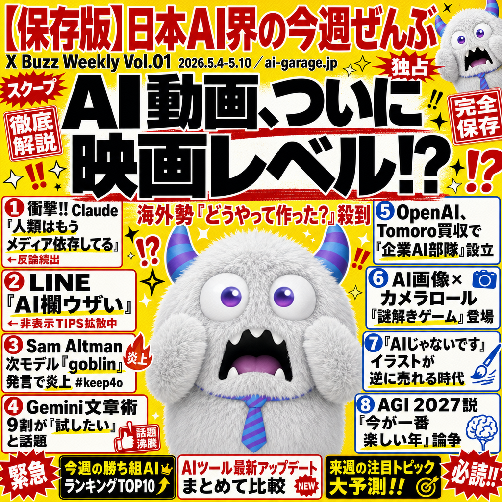 Vol.1 05/04 〜 05/10 の AI バズ 8 本のまとめ