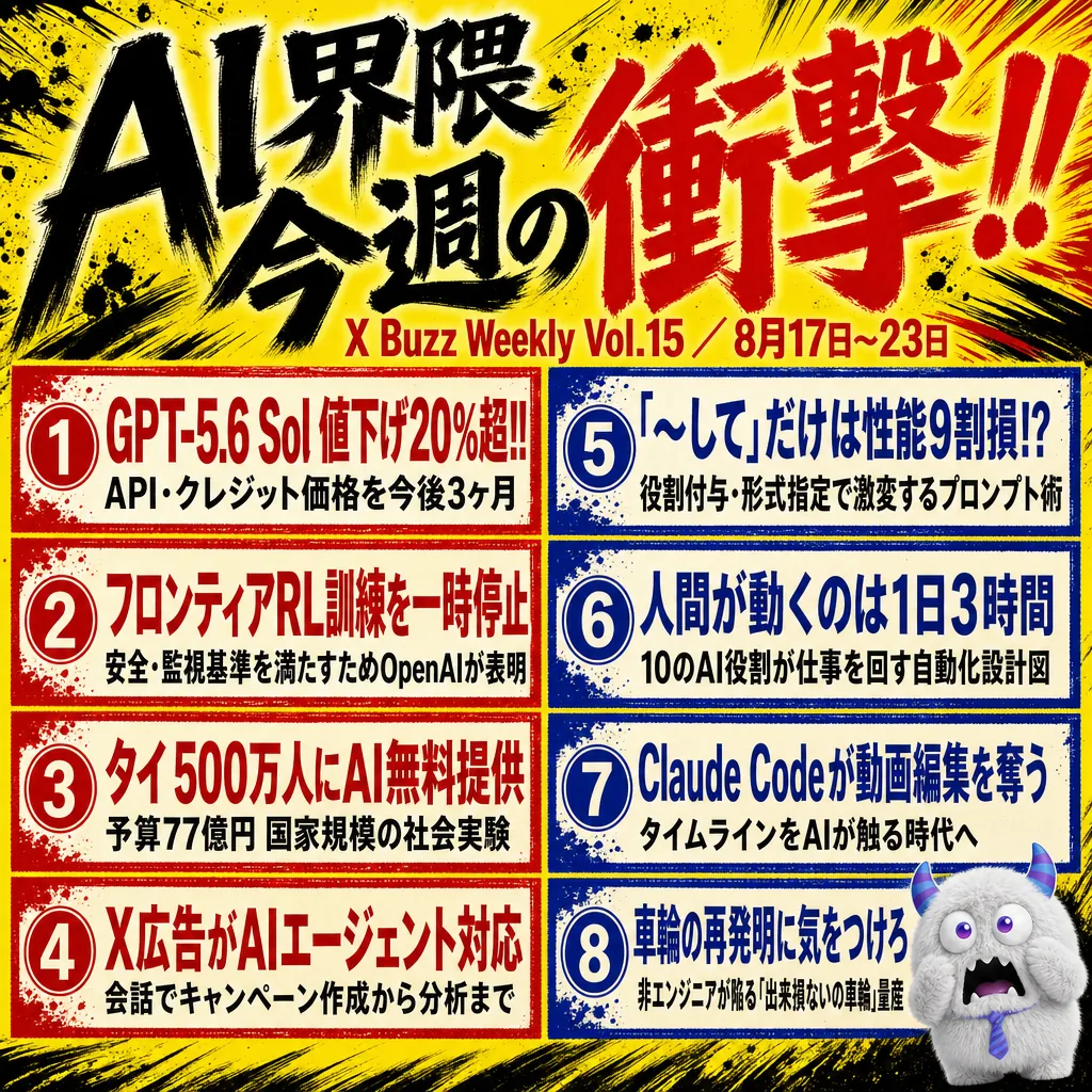 Vol.15 08/17 〜 08/23 の AI バズ 9 本のまとめ