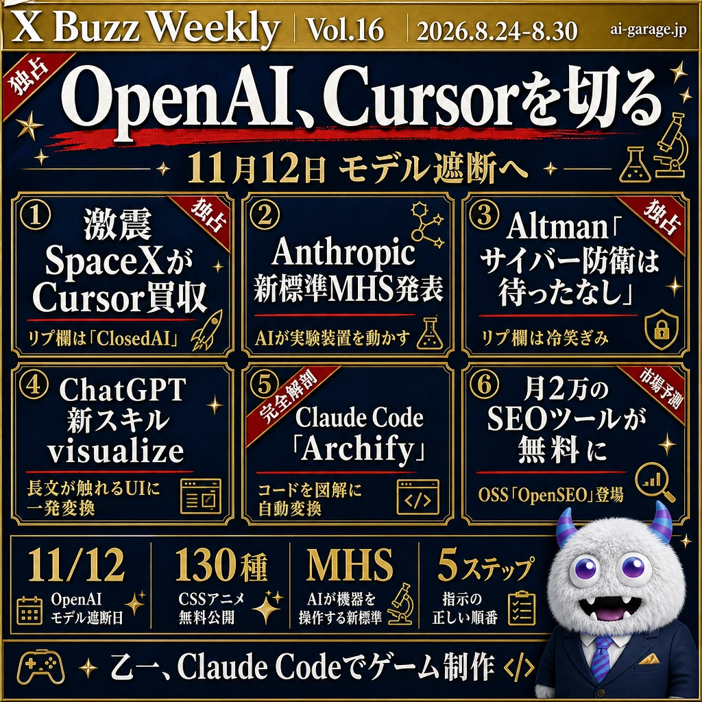 Vol.16 08/24 〜 08/30 の AI バズ 10 本のまとめ